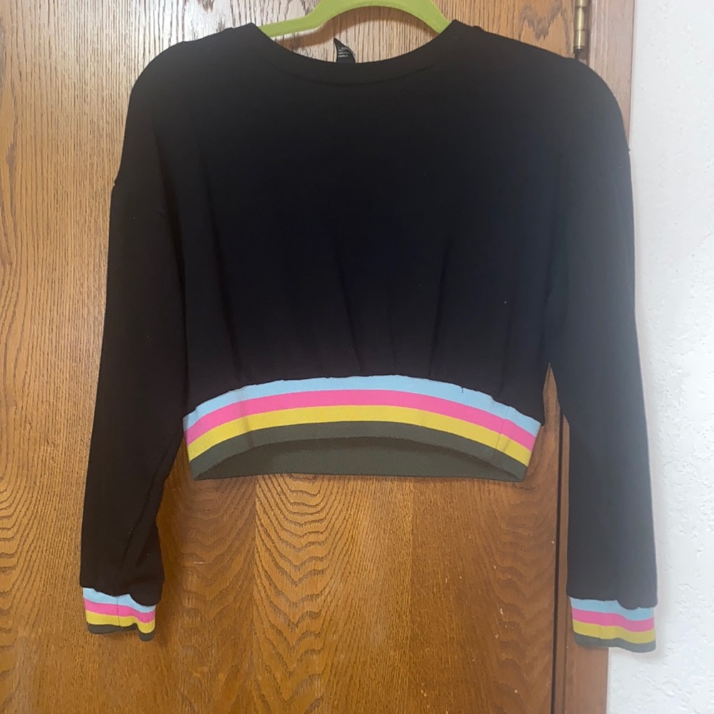 Cropped sweatshirt Black and Rainbow from Forever 21